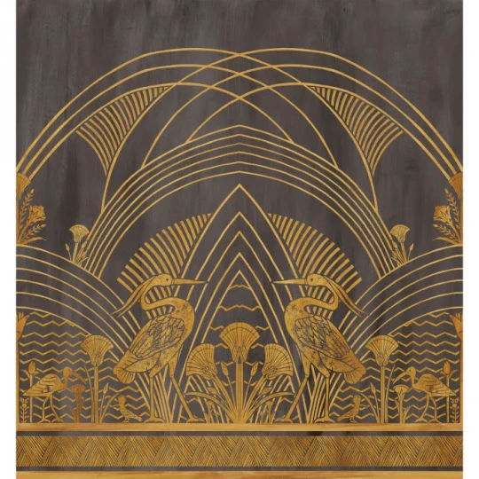 Casamance 76193262 Panoramas 3 Éléphantine Noir/doré - mural w geometrycznym stylu
