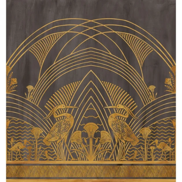 Casamance 76193262 Panoramas 3 Éléphantine Noir/doré - mural w geometrycznym stylu