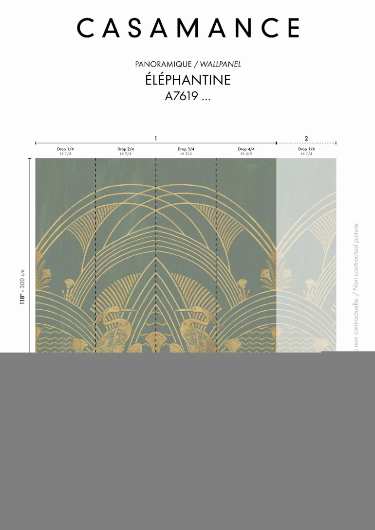 Casamance 76193262 Panoramas 3 Éléphantine Noir/doré - mural w geometrycznym stylu