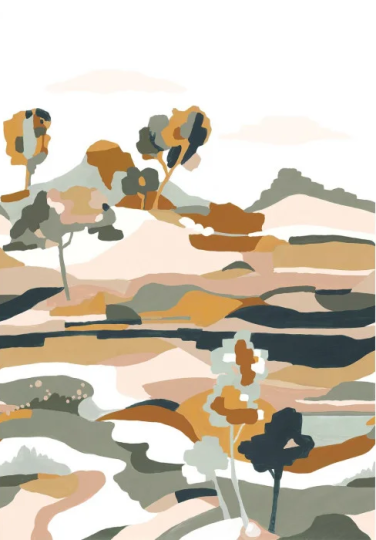 Casamance 75933568 Panoramas 3 Le Bassin Céladon - mural w abstrakcyjny krajobraz