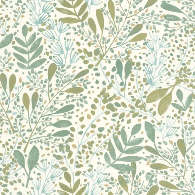 Caselio 101690734 Green Life 2 Green Life Joy Vert mousse or - tapeta w drobne liście