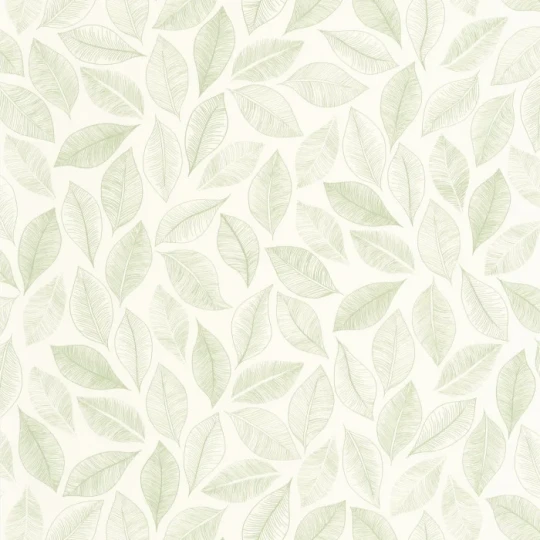 Caselio 105380755 Green Life 2 Bliss Blanc vert mousse - tapeta w delikatne liście