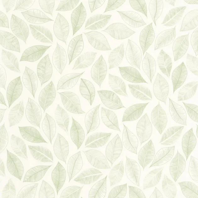 Caselio 105380755 Green Life 2 Bliss Blanc vert mousse - tapeta w delikatne liście