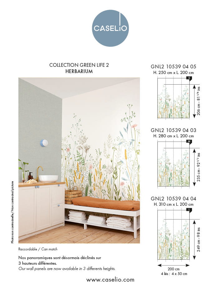 Caselio 105390405 Green Life 2 Herbarium Multicouleurs S - mural w kwiaty na łące