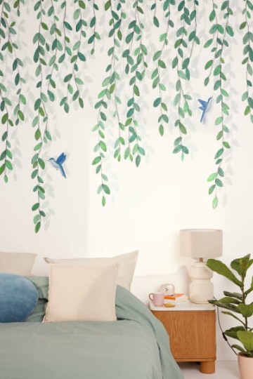 Caselio 105400405 Green Life 2 Birdy Vert S - mural w girlandę liści