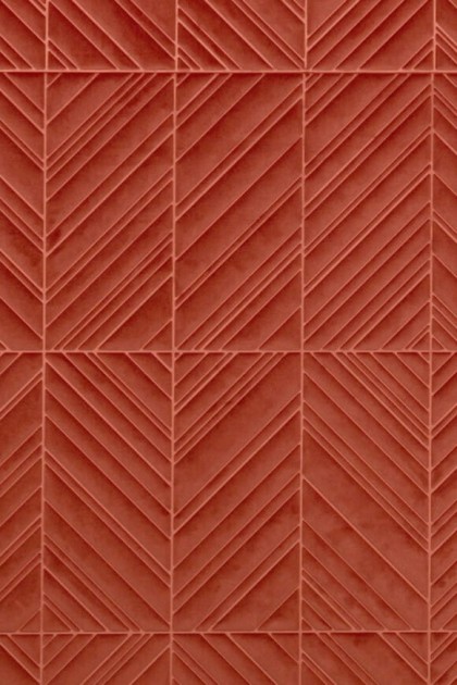 Arte 72511 Kanso Iki Chilli - tapeta aksamitna w trójwymiarowy wzór płytek z jodełką