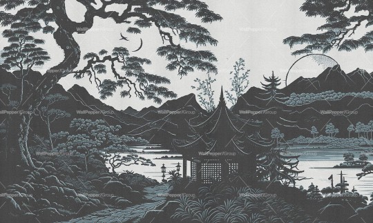 Wallpepper SB-01-B 2024 Pagoda - mural w japoński krajobraz