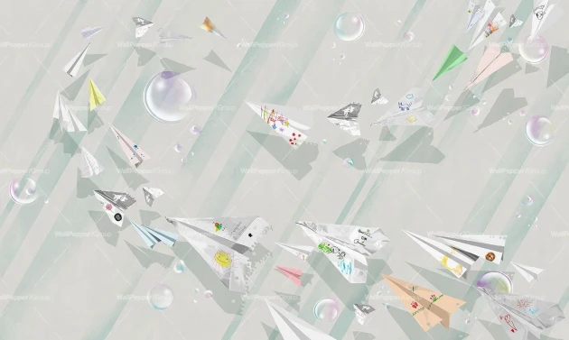 Wallpepper MF-24-A 2024 Paper plane customizable - mural dla dzieci w papierowe samoloty