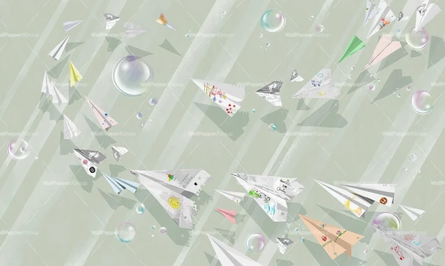 Wallpepper MF-24-B 2024 Paper plane customizable - mural dla dzieci w papierowe samoloty