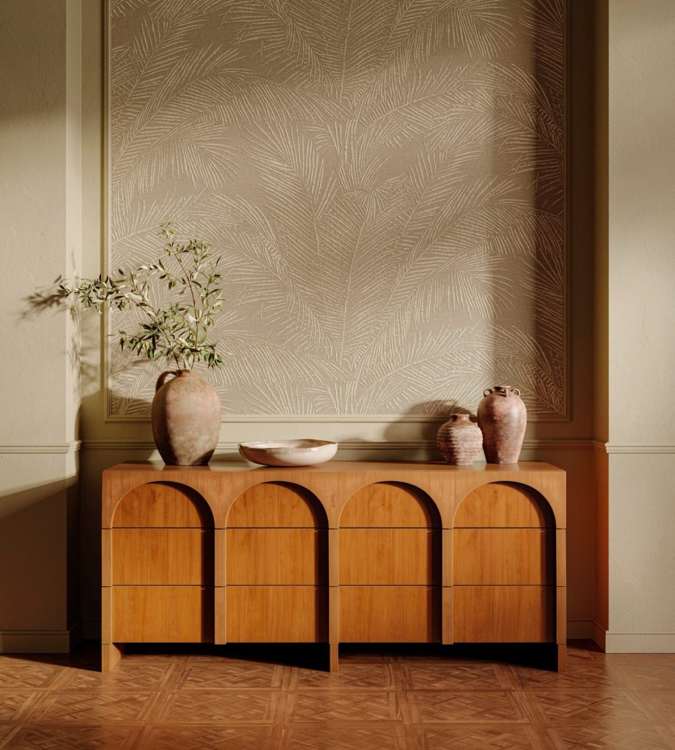 Arte 81535 Lanai Maui Greenhouse - tapeta w liście palmy z rafii