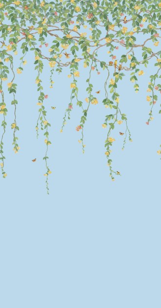 Cole&Son 124/2011 Selection of Hummingbirds, Hummingbirds Flora - mural w kaskadę kwiatów i latające kolibry oraz motyle