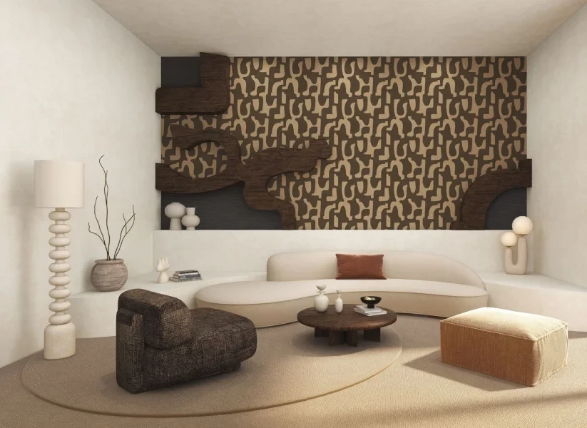 Casamance 76560406 Le Lin 3 Seran Tilleul - tapeta w organiczne kształty