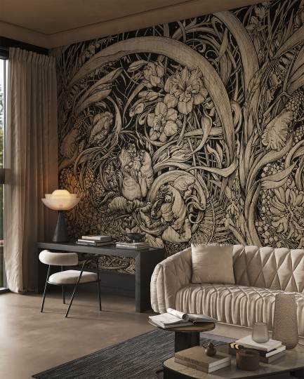 Wonderwall 35 0557 04 Notte - mural w roślinny motyw w graficznym stylu