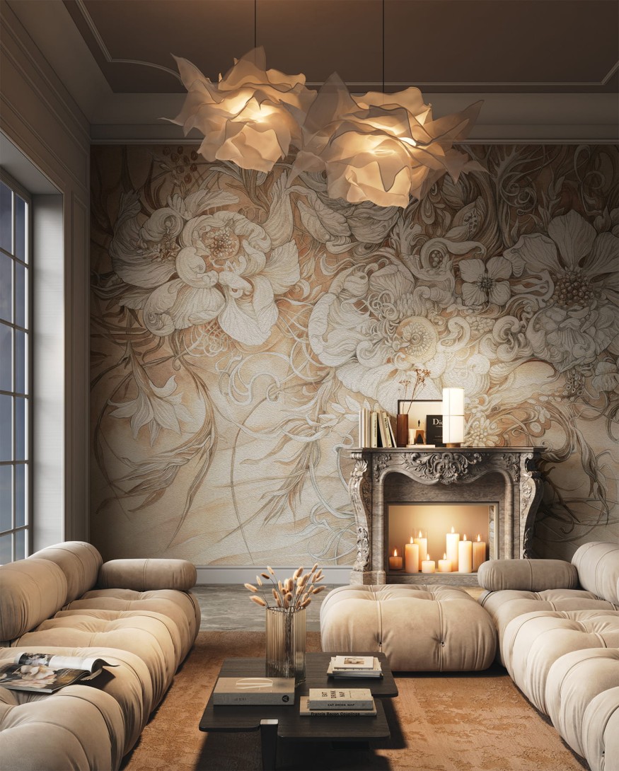 Wonderwall 35 0301 04 Floris - mural w kwiaty