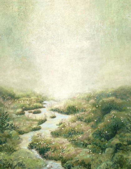 Wall&decò WET_BO2401 Wet System 2024 Bohème - mural w strumyk na łące