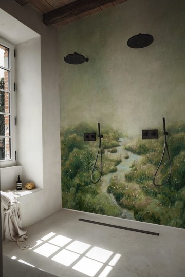 Wall&decò WET_BO2402 Wet System 2024 Bohème - mural w s strumyk na łące