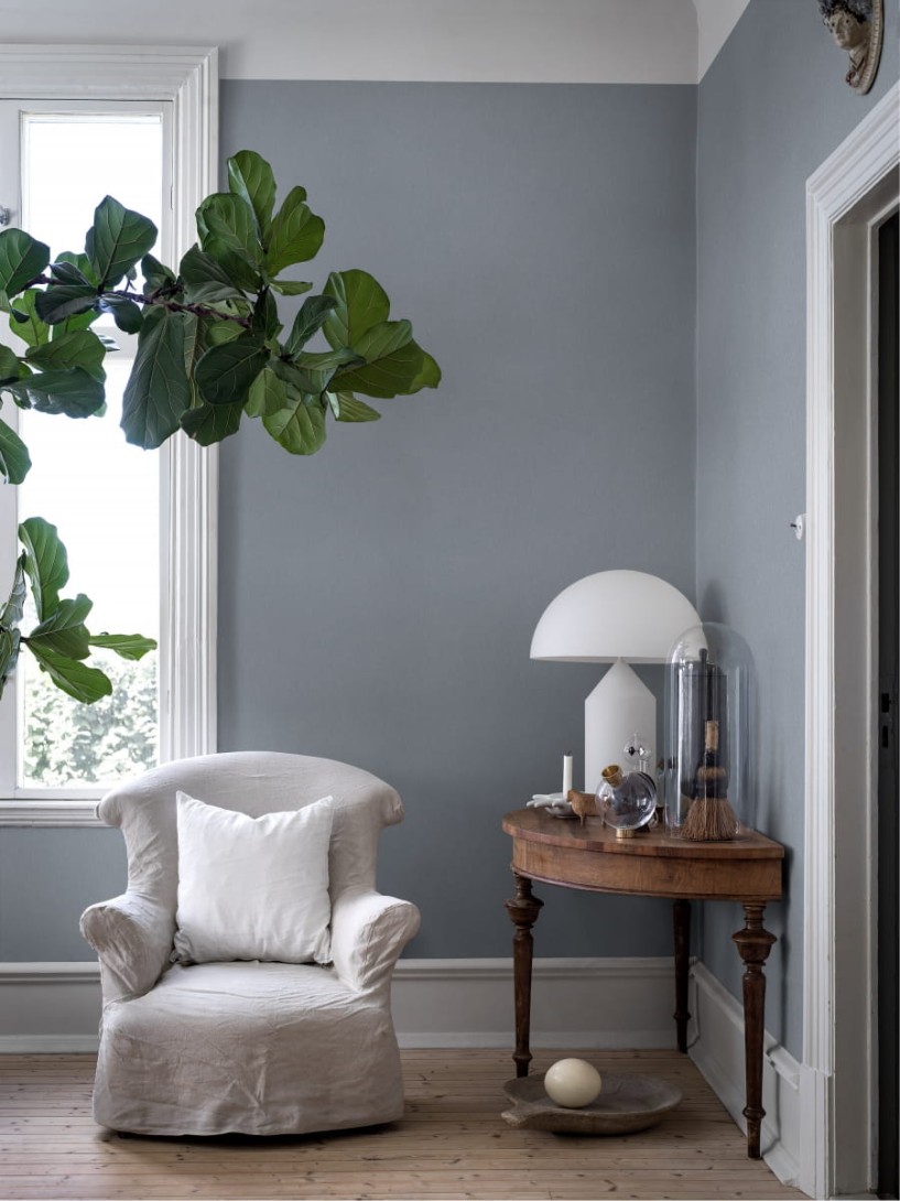 Boras Tapeter 4428 Linen Soft Indigo - tapeta lniana jasnoniebieska