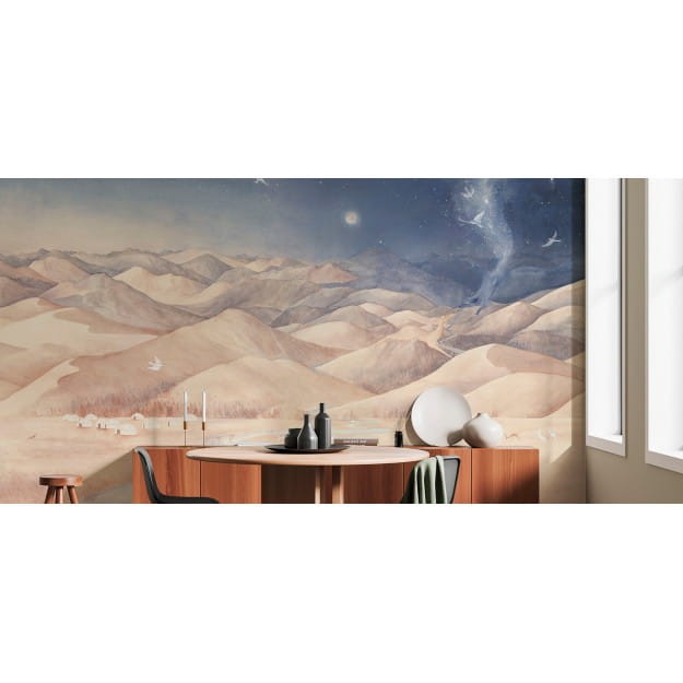 Les Dominotiers DOM_804 A World of Tales Loup bleu biche fauve - mural w górzysty krajobraz