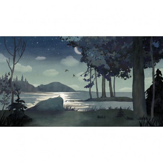 Les Dominotiers DOM_805 A World of Tales Au clair de lune - mural w jezioro i księżyc