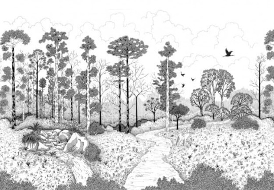 Les Dominotiers DOM_800 A World of Tales La biche aux bois - mural w drzewa