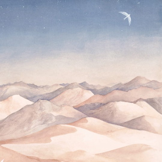 Les Dominotiers DOM_804 A World of Tales Loup bleu biche fauve - mural w górzysty krajobraz