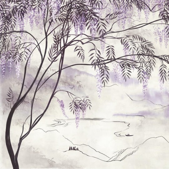 Les Dominotiers DOM_808 A World of Tales La princesse des glycines - mural w glicynie i jezioro