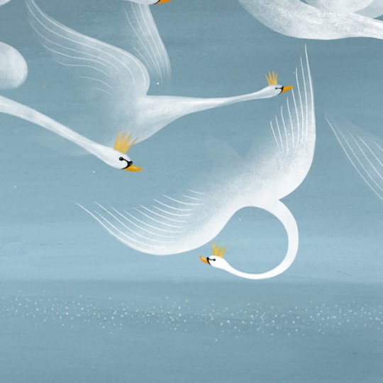 Les Dominotiers DOM_809 A World of Tales Onze cygnes sauvages - mural w łabędzie