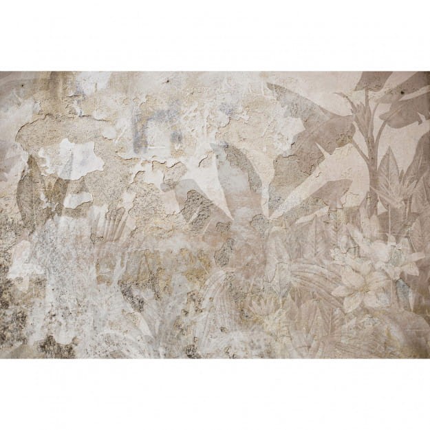 Les Dominotiers DOM_413_SM Volume 6 Textures Brut Tropical Patina Wall Beige et rose - mural w roślinny motyw z efektem patyny
