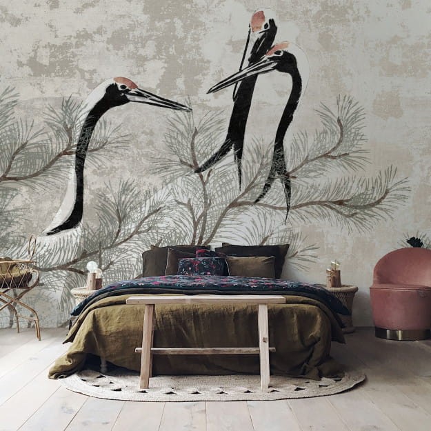 Les Dominotiers DOM_419_SM Volume 6 Textures Brut Red Crest Beige - mural w żurawie