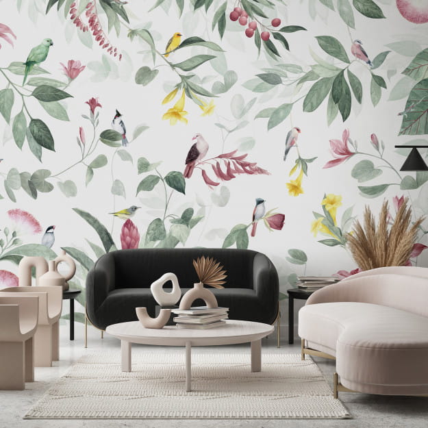 Les Dominotiers DOM_618_SM Volume 8 Moris Birds Island - mural w ptaki i liście