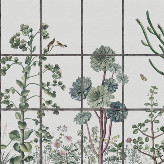 Les Dominotiers DOM_3005 Volume 13 Jardins Jardin Secret - mural w roślinny krajobraz uchwycony zza okna