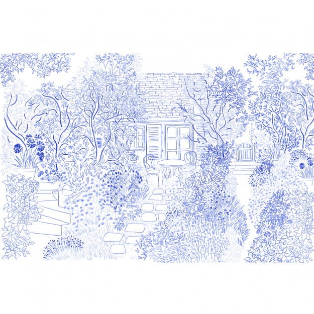 Les Dominotiers DOM_3007 Volume 13 Jardins Coin De Jardin Bleu - mural w ogród w graficznym stylu