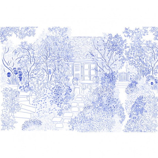 Les Dominotiers DOM_3007 Volume 13 Jardins Coin De Jardin Bleu - mural w ogród w graficznym stylu