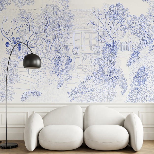 Les Dominotiers DOM_3007 Volume 13 Jardins Coin De Jardin Bleu - mural w ogród w graficznym stylu