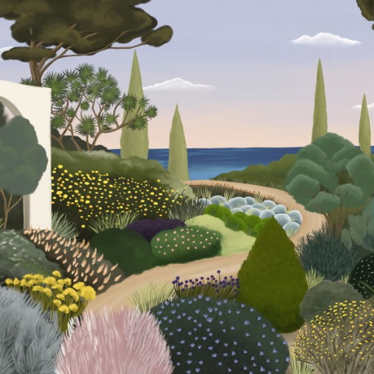 Les Dominotiers DOM_3011 Volume 13 Jardins Jardin Méditerranéenv - mural w śródziemnomorski krajobraz