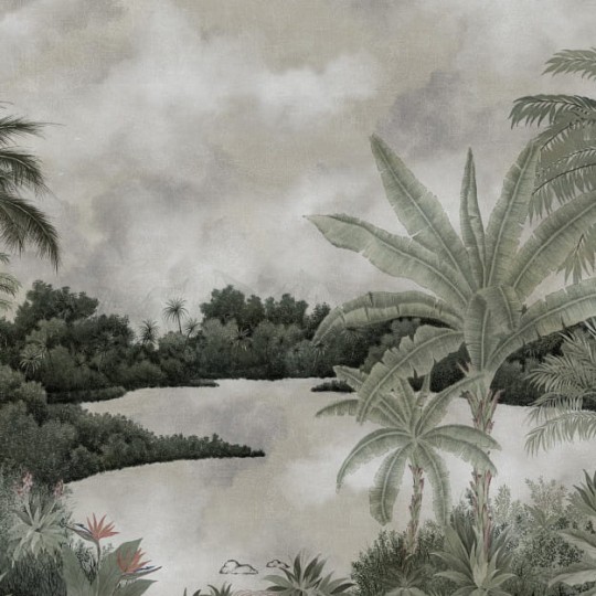 Les Dominotiers DOM_500_SM Volume 7 Contrees Lointaines Hanalei Patina Green - mural w egzotyczny krajobraz z efektem patyny