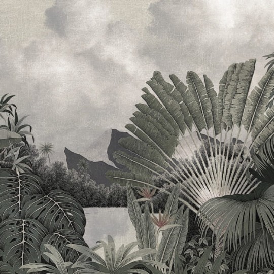 Les Dominotiers DOM_503_SM Volume 7 Contrees Lointaines Itaya Patina Green & Sepia - mural w tropikalny krajobraz z efektem patyny