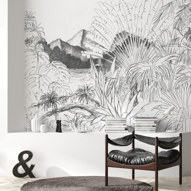 Les Dominotiers DOM_505_SM Volume 7 Contrees Lointaines Itaya Black Black & White - mural w tropikalny krajobraz