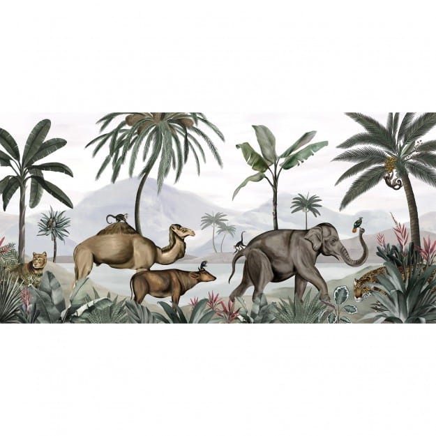 Les Dominotiers DOM_509_SM Volume 7 Contrees Lointaines Wild India Multicoloured - mural w egzotyczne zwierzęta