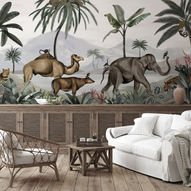 Les Dominotiers DOM_509_SM Volume 7 Contrees Lointaines Wild India Multicoloured - mural w egzotyczne zwierzęta