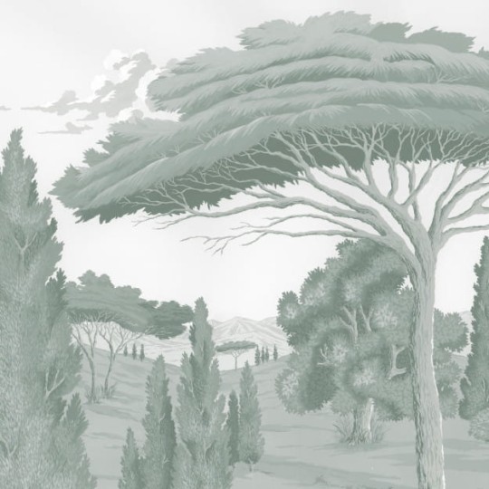 Les Dominotiers DOM_514_SM Volume 7 Contrees Lointaines Sovana Green - mural w śródziemnomorski krajobraz