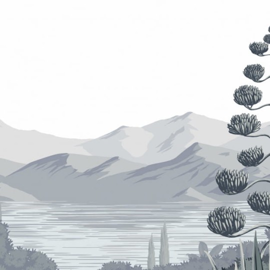 Les Dominotiers DOM_517_SM Volume 7 Contrees Lointaines Orta Blue Green - mural w śródziemnomorski krajobraz