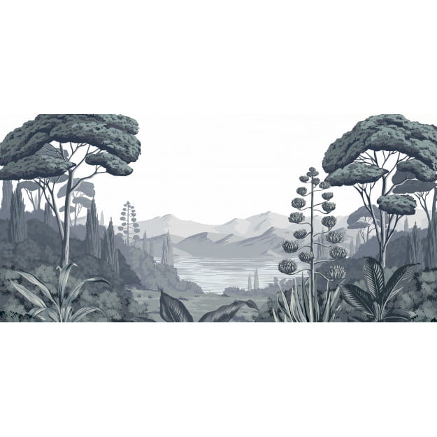 Les Dominotiers DOM_517_SM Volume 7 Contrees Lointaines Orta Blue Green - mural w śródziemnomorski krajobraz