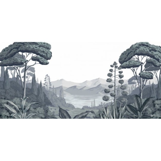 Les Dominotiers DOM_517_SM Volume 7 Contrees Lointaines Orta Blue Green - mural w śródziemnomorski krajobraz