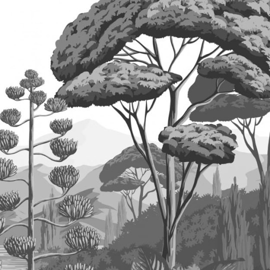 Les Dominotiers DOM_518_SM Volume 7 Contrees Lointaines Orta grisaille Grey - mural w śródziemnomorski krajobraz