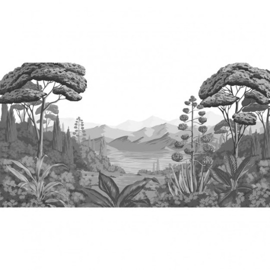 Les Dominotiers DOM_518_SM Volume 7 Contrees Lointaines Orta grisaille Grey - mural w śródziemnomorski krajobraz