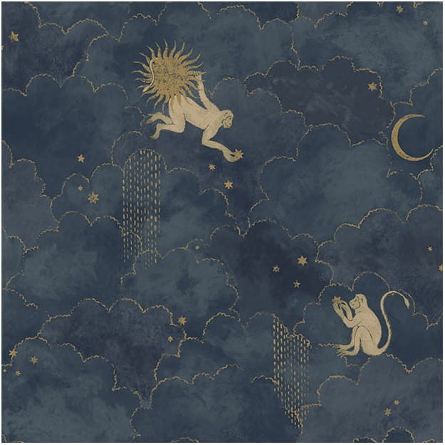 Les Dominotiers AFDC_AFDC204/1 Magic Garden Stars & Monkeys - tapeta w gwiazdy i małpy