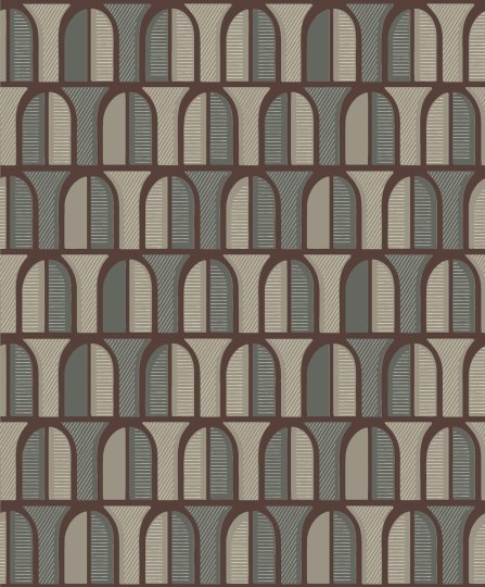 Boras Tapeter 3052 Graphics Venice Green - tapeta geometryczna w łuki