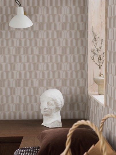 Boras Tapeter 4730 Graphics Venice Beige - tapeta geometryczna w łuki