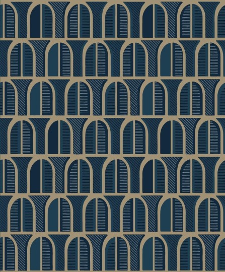 Boras Tapeter 3050 Graphics Venice Blue - tapeta geometryczna w łuki